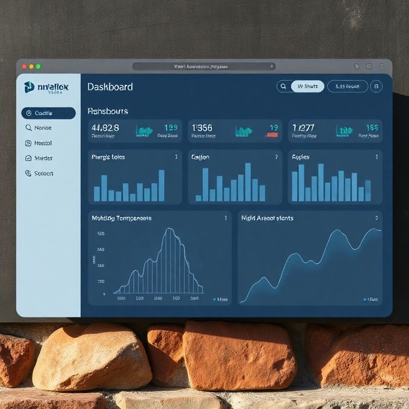 Prikaz modularnog softverskog dashboarda u slate tonovima