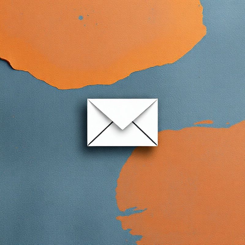 Minimalistička grafika koverte i kod zagrada na slate pozadini